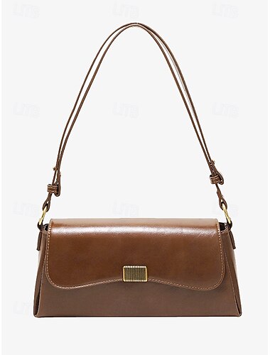  Damen Stoffbeutel Aguette Tasche PU-Leder B¨¹ro Einkauf Täglich Schnalle Hohe Kapazität Langlebig Feste Farbe Schwarz Weiß Braun