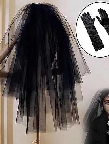  Punk & Gothic Handschuhe Schleier Damen Fantasie Halloween Karneval Party-Abendmode Erwachsene Handschuhe Stirnband