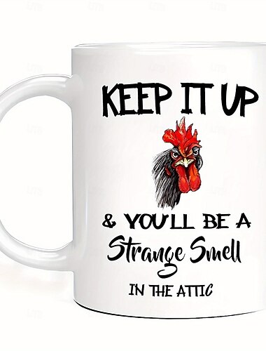  Chicken Coffee Mug - Personalized Ceramic Mug, Novelty Design for Summer and Winter Drinks - Cute Couple Style, 11 oz - Ideal Party Favor and Christmas Gift