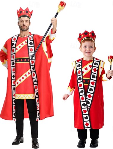  Alice in Wonderland Sprookje Koning van Harten Familiekostuums voor Halloween-groepen Kinderen Volwassenen Voor heren Jongens Film / TV-themakostuums Prestatie Halloween Carnaval Maskerade Makkelijk