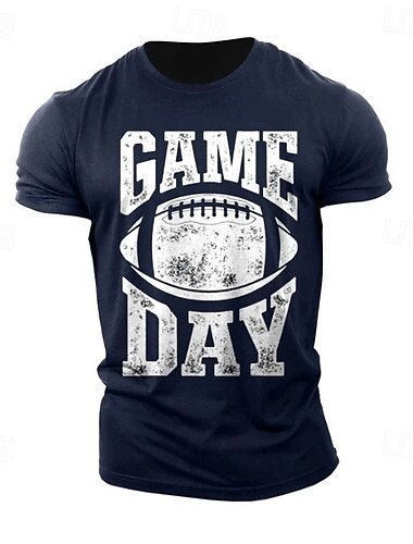  Herren Fußball Buchstabendruck Sport T Shirt T-Shirt 100% Baumwolle Kurzarm Grafik Hemd Schwarz Dunkelgrau Dunkelblau Bequemes T-Shirt Straße Sport im Freien Modedesigner-Kleidung