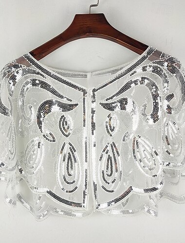  Retro Schal Glitzer Pailletten Perlen Deko Abend Cape Tanz Bolero Flapper Up