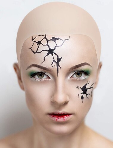  Gorras calvas Maquillaje Calvo Niños Adulto Hombre Mujer Chico Disfraz divertido Víspera de Todos los Santos Carnaval Disfraz de carnaval fácil