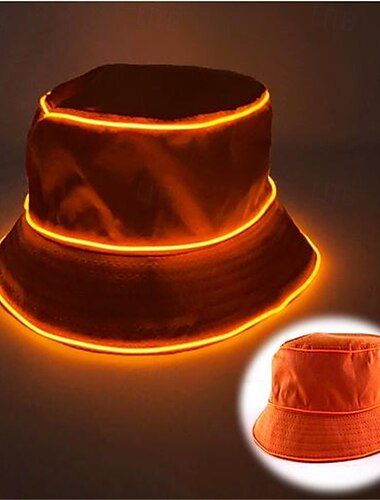  Led leuchtender Fischerhut für Männer und Frauen, einfarbig, flache Oberseite, Sonnenhut