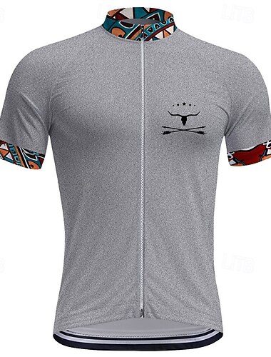  Hombre Maillot de Ciclismo Vaca Manga Corta Bicicleta Camiseta con 3 bolsillos traseros MTB Bicicleta Montaña Ciclismo Carretera Secado rápido Cremallera delantera Capilaridad Deportes Azul Caqui Gris