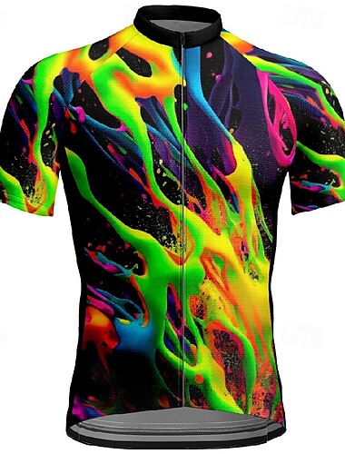 Herre Sykkeltrøyer Kortermet Sykkel T-skjorte Jersey med 3 baklommer Fjellsykling Pustende Hurtigtørkende Anatomisk design Vidje Blå Grønn Grafisk Graffiti sport Klær