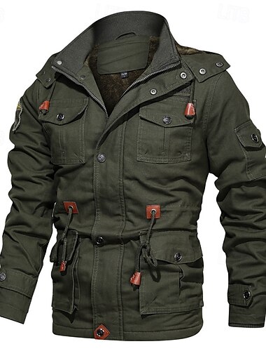  Herren Soft Shell Jacke Wanderjacke Winter Draussen Fleece-Futter Warm Windbreaker-Jacke Reisen Schwarz Armeegrün Khaki