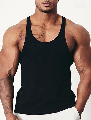  Hombre Camiseta sin mangas de entrenamiento Camiseta sin mangas Running Camiseta sin mangas de gimnasio Sin Mangas Chalecos Casual Ropa Deportiva Algodón Transpirable Secado rápido Suave