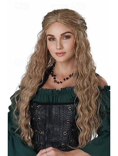  Peluca de doncella renacentista medieval para adultos, pelucas para fiestas de cosplay de Halloween