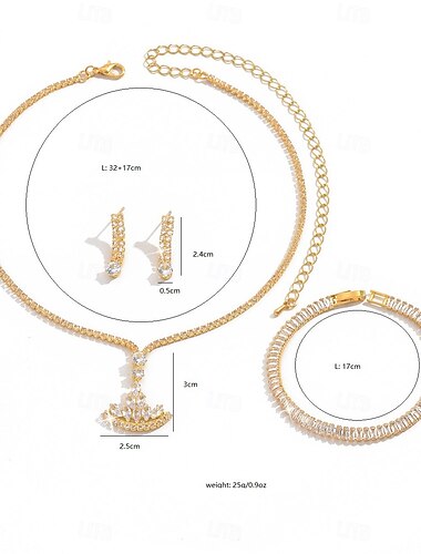  Svatební šperky Soupravy 3 Umělé diamanty 1 x náhrdelník 1 x náramek Náušnice Dámské Elegantní stylové Sladký Půvab Klasika láska Drahocenný Sada šperků Pro Svatební Párty a večerní akce Dar