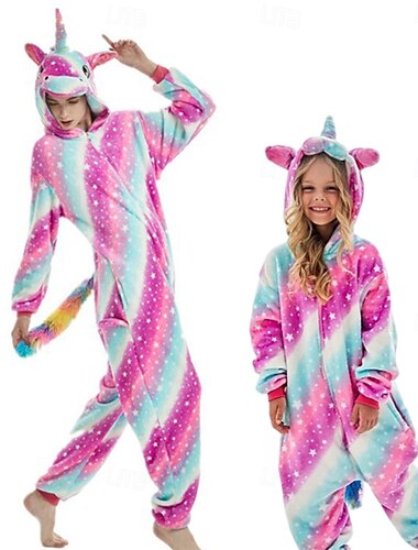 Licorne Costume de carnaval Pyjama Kigurumi Tenues de nuit Costumes de famille de groupe d'Halloween Enfant Adulte Unisexe Homme et Femme Garçons et filles Déguisement drôle Soirée Tenue d'intérieur