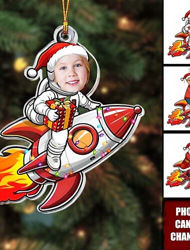  Gepersonaliseerde Foto Kerstornamenten Acryl 2D Aangepaste Baby Gezicht Kerstboomornamenten Xmas Decoratie Hangende Pendant Cadeaus
