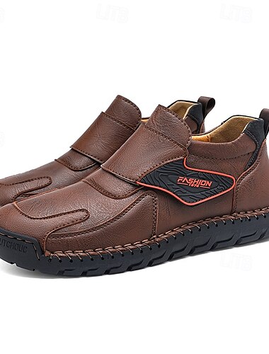  Lässige Slipper für Herren aus Kunstleder mit handgefertigten Nähten und Klettverschluss - langlebige und bequeme Schuhe für den Alltag