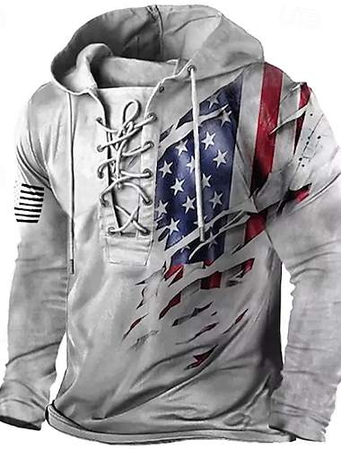  Día de los Veteranos Sudadera con Capucha Gráfica Patriótica de Hombre Patriot Veterano Camiseta Gráfica Impresiones Nacional Bandera Sudadera con Capucha Sudadera Pullover Sudadera con Capucha Manga
