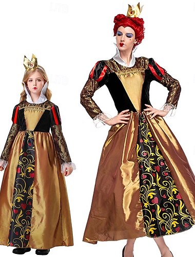  Alice in Wonderland Hartenkoningin Venijn Rode koningin Familiekostuums voor Halloween-groepen Kinderen Volwassenen Dames Voor meisjes Prestatie Feest Halloween Carnaval Makkelijk carnavalskostuum