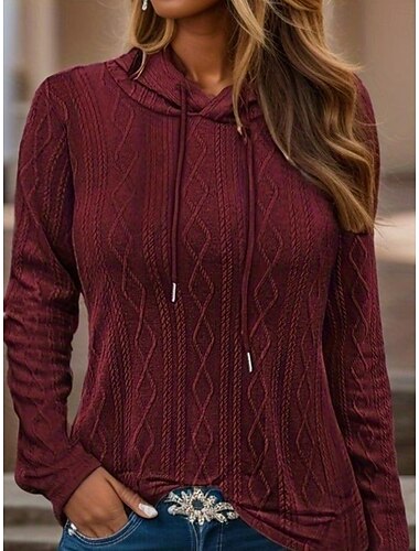  Damen Kapuzenpullover Sweatshirt elegant Mode schlicht Arbeit Alltagskleidung lässig mit Kapuze Langarm schwarz rosa rot grau Herbst Winter