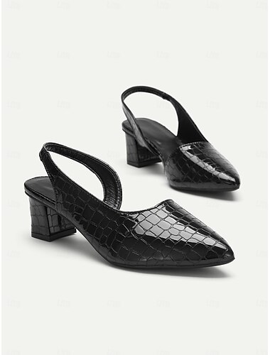  Dámské Podpatky Lodičky Sandály Valentýnské dárky Block Heel sandály Větší velikosti Párty Práce Denní Had Kačenka Palec do špičky Elegantní Minimalismus Umělá kůže PU Kotníkový řemínek Černá Hnědá