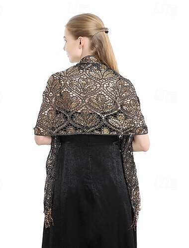  Eleganter Pailletten-Quastenschal Party-Abendkleid Cheongsam Außenschal Braut Brautjungfer Paillettenschal