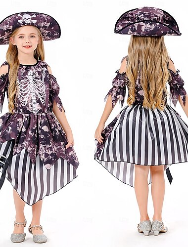  Pirata Vestidos Disfraz Niños Chica Vestirse Fiesta / Noche Mascarada Disfraz de carnaval fácil
