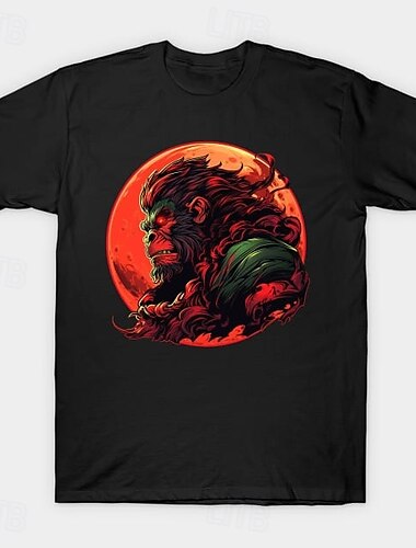  Schwarzer Mythos: Wukong Affenkönig T-Shirt-Ärmel Anime Grafik Für Paar Herren Damen Erwachsene Maskerade Heißprägen Casual