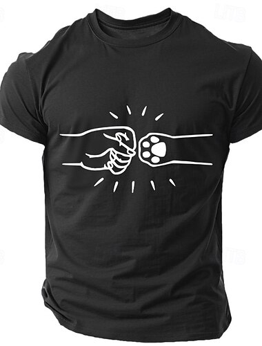 Herren Fußabdruck / Pfote T Shirt T-Shirt 100% Baumwolle Kurzarm Grafik Hemd Schwarz Armeegrün Dunkelblau Bequemes T-Shirt Straße Sport im Freien Modedesigner-Kleidung