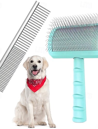  大きめのしっかりしたスリッカーブラシ &ペット用コームバリューキット犬用超ロングピンスリッカーブラシゴールデンドゥードル大型犬用ペットグルーミングワイヤーブラシと抜け毛除去長くて抜け毛を取り除く &下塗り