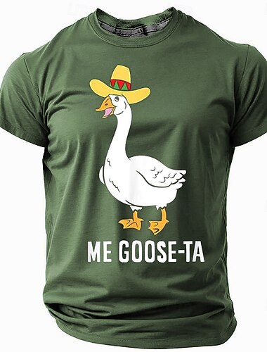  Men's Funny "Me Goose-ta" Pun Graphic T-Shirt - Short Sleeve Sombrero Goose Design