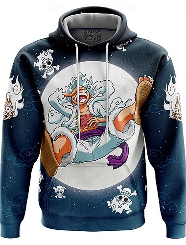  One Piece Affe D. Ruffy Ruffy-Ausrüstung 5 Kapuzenshirt Pullover Anime 3D Vordertasche Grafik Für Paar Herren Damen Erwachsene Halloween Karneval Maskerade 3D-Druck Party Casual