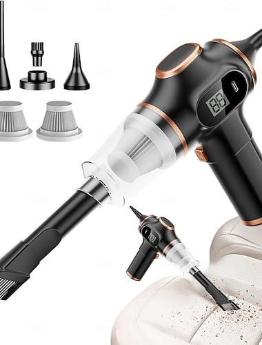  Kabelloser Handstaubsauger mit LED-Anzeige, 3-in-1-Autostaubsauger mit hoher Saugkraft, wiederaufladbarer Mini-Luftreiniger für Tastatur, Haushalt, Büro und Tierhaare, inklusive 2 HEPA-Filtern