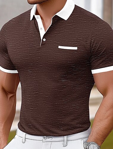  Herren Sport-Polo Golfhemd Sport Kargen Kurzarm Modisch Basic Farbblock Patchwork Sommer Regular Fit Schwarz Rote Marinenblau Hellgrau Sport-Polo