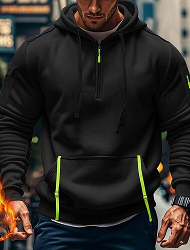  Homens Moletom Quarter Zipper Hoodie Preto Azul Marinha Cáqui Cinza Claro Cinzento Escuro Com Capuz Tecido Bolsos Desportos e Ar livre Diário Feriado Roupa de rua Básico Casual Primavera & Outono