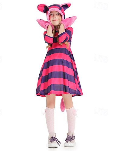  Alice in Wonderland Sprookje De Cheshire-kat Jurken Handschoenen Cosplay Film cosplay for Voor meisjes Kinderen Maskerade Feest / Uitgaan
