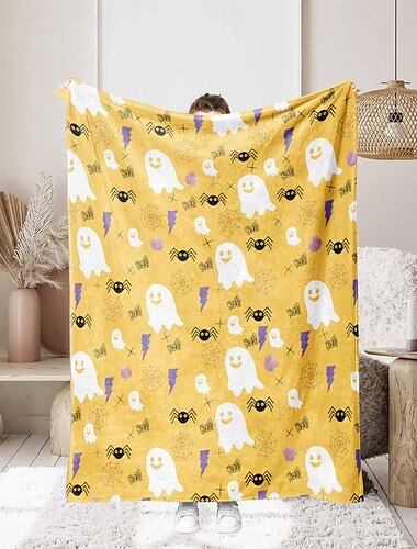  Halloween-Dekoration, süße Geister-Überwurfdecke, Sofabezug, Decke, Büro-Nickerchendecke, klimatisierte Decke, hautfreundliche Schlafzimmerdecke für Kinder und Erwachsene