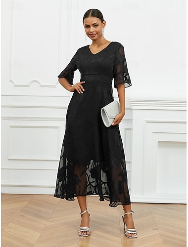  Damen Maxikleid Cocktailkleid Kleid für Hochzeitsgäste Halbformelles Kleid A Linie Kleid Elegant Arbeit Geburtstag Flattrige Ärmel Hochzeitsgast Cocktailparty Formeller Abend Normale Passform