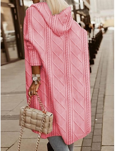  Damen Mantel Komfortabel Tasche Brautkleider schlicht Feste Farbe Täglich Öffnung vorne Standard Umlegekragen Regular Fit Langarm Oberbekleidung Rosa Beige Kaffee Frühling Herbst