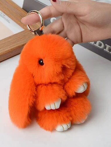  Colgante de conejo de peluche: llavero de conejo con orejas caídas y piel de nutria de imitación, mini colgante de conejo adorable para mochilas