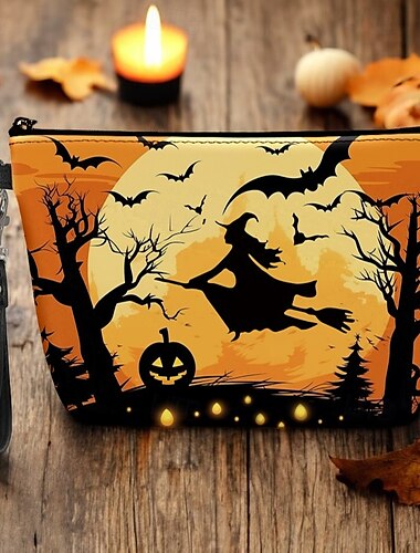  Halloween-Handgelenktasche mit Hexen- und Kürbis-Design – perfekt für „Süßes oder Saures“ und Feiertagspartys.