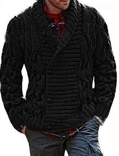  Homme Pull court Gilet Cardigan A côtes Tricoter Normal Boutonner Poche Bloc de couleur Col V Rétro Vintage Classique Usage quotidien Rendez-vous Vêtement Tenue Automne hiver Vert Armée Noir S M L