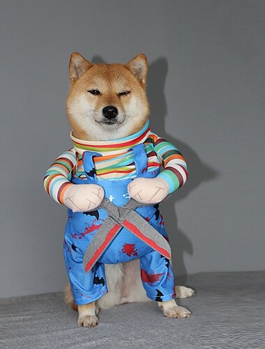  Hunde Katzen Halloweenkostüm Kostüme Chucky Gruseliges Kostüm Cosplay Halloween Outdoor Halloween Kleidungs-Outfits für Hundewelpen