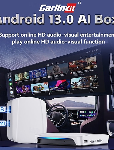  Carlinkit SP-TBOX-218HDEAU-OVA-BW Нет экрана (выход на APP) 1 Din Android Беспроводная игра Встроенный Bluetooth Автоматическое конфигурирование Разделенный экран для Универсальный