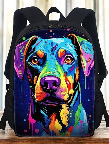  Sac à dos imprimé chien coloré – sac d'école de grande capacité pour garçons, filles et adolescents amoureux des chiens, sac à dos pop art élégant pour l'école et un usage quotidien