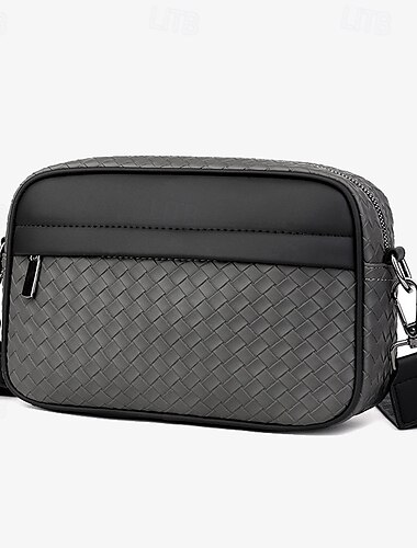  elegante schwarze gewebte Umhängetasche für Herren – stilvolles kompaktes Design mit mehreren Fächern mit Reißverschluss, ideal für den Alltag und auf Reisen