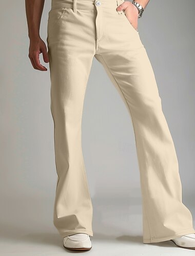  Herren Anzughosen Ausgestellte Hosen Hose Hosen Anzughose Tasche Glatt Komfort Atmungsaktiv In voller Länge Outdoor Täglich Ausgehen Modisch Brautkleider schlicht Weiß Khaki elastisch
