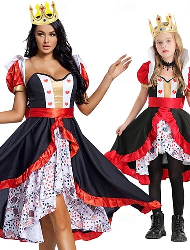  Alice in Wonderland Sprookje Hartenkoningin De rode koningin Venijn Familiekostuums voor Halloween-groepen Kinderen Volwassenen Dames Voor meisjes Sexy kostuum Prestatie Feest / Uitgaan Halloween
