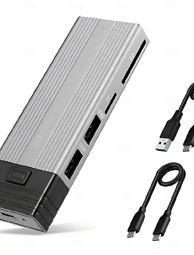  M.2 NVMe SSD-Gehäuseadapter mit USB 3.1/3.2 Dualprotokoll-Kartenleser &Hub USB Typ C Konvertergehäuse