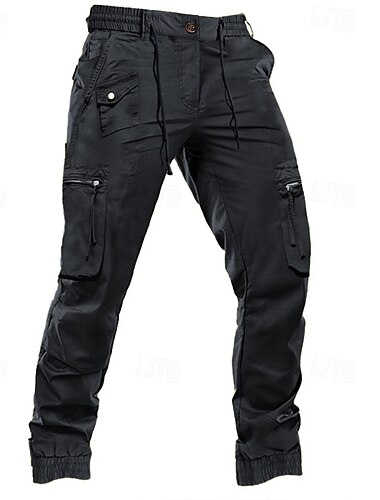  Herren Cargohose Cargohosen Hose Hosen Freizeithose Kordelzug Elastische Taille Multi Pocket Glatt Komfort Weich In voller Länge Outdoor Täglich Festtage Modisch Strassenmode Schwarz Grün