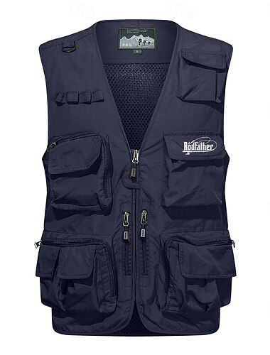  Herren Mit Buchstaben bedruckt Weste Angelweste Weste für Wanderer Taktisch Praktisch Abnehmbar Brautkleider schlicht Sports Outdoor Angeln Fotografie Gitter Seitentaschen Schnell Trocknend Herbst
