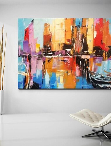  peinture à l'huile faite à la main art mural peint à la main peinture abstraite au couteau paysage gris décoration de la maison décor toile roulée sans cadre non étirée