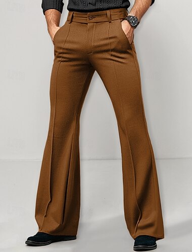  Voor heren Pakken Uitlopende broek Bell Bottom Broek Kostuumbroek Zak Effen Comfort Ademend Volledige lengte Buiten Dagelijks Uitgaan Modieus Casual Zwart Wit Micro-elastisch
