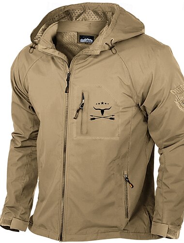  Pánské Tisk krávy Bunda Pláštěnka Mušlová bunda Voděodolný Odolné vůči dešti Lehká váha Na běžné nošení Outdoorové sporty Outdoor a turistika Výšivka Boční kapsy Přední zip Podzim Zima Kapuce Dlouh